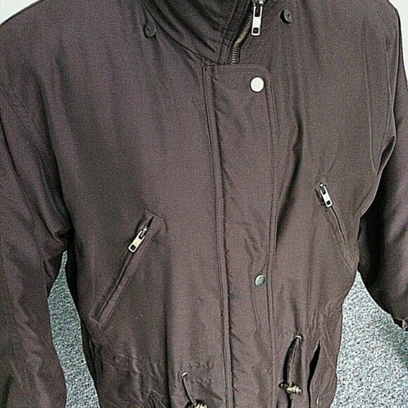 Jacket Brown Quilted Lined Coat Size Small Insulated Zip Up Front Button Pockets - Picture 16 of 16
